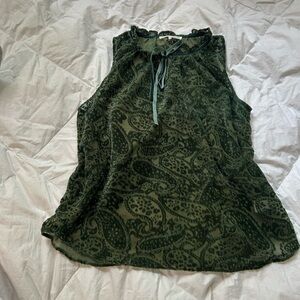 Violet & Claire Dark Green Paisley Tank Top